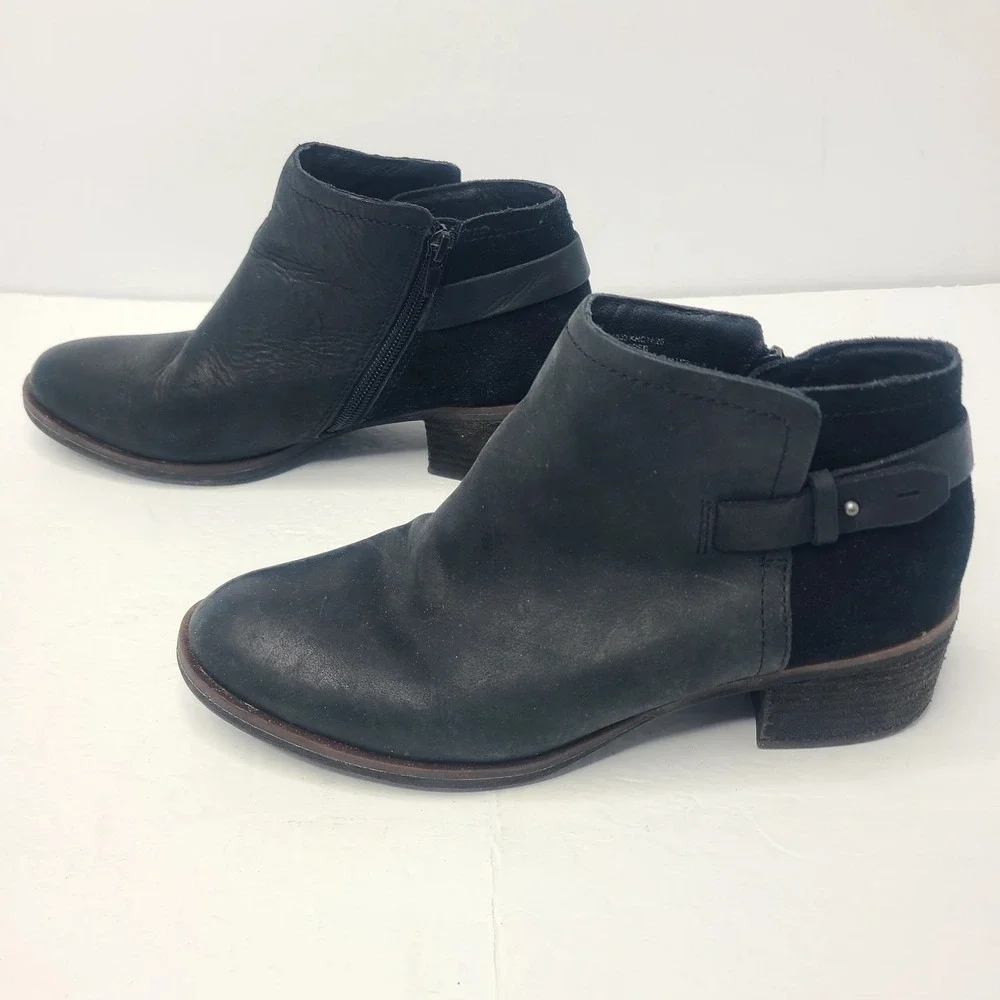 Korks Sonya‎ Women's Black Leather Suede Zip Up Ankle Bootie Sz 8 M